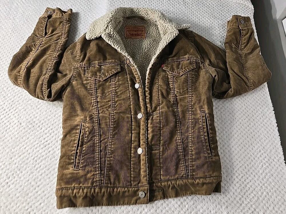 Levi's 70598 Men's Small Brown Corduroy Sherpa Lined Trucker Jacket #0423